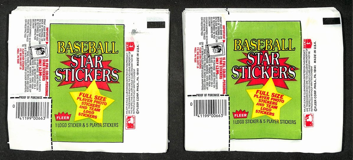 Lot of (210) 1986 Fleer MLB Baseball Star Stickers Wax Pack Wrappers 211398