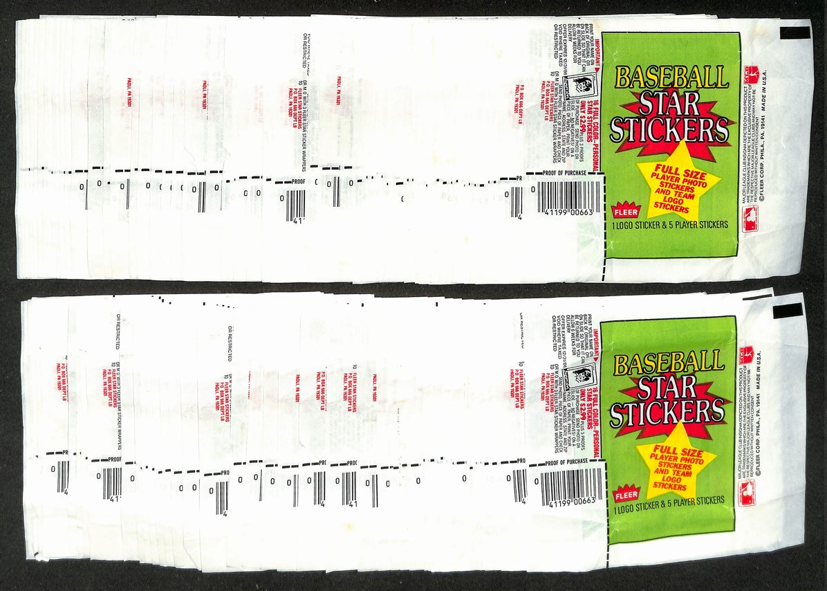 Lot of (210) 1986 Fleer MLB Baseball Star Stickers Wax Pack Wrappers 211398