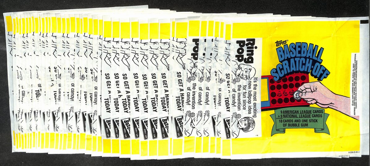 Lot of (74) 1981 Topps MLB Baseball Scratch-Off Wax Pack Wrappers 211402