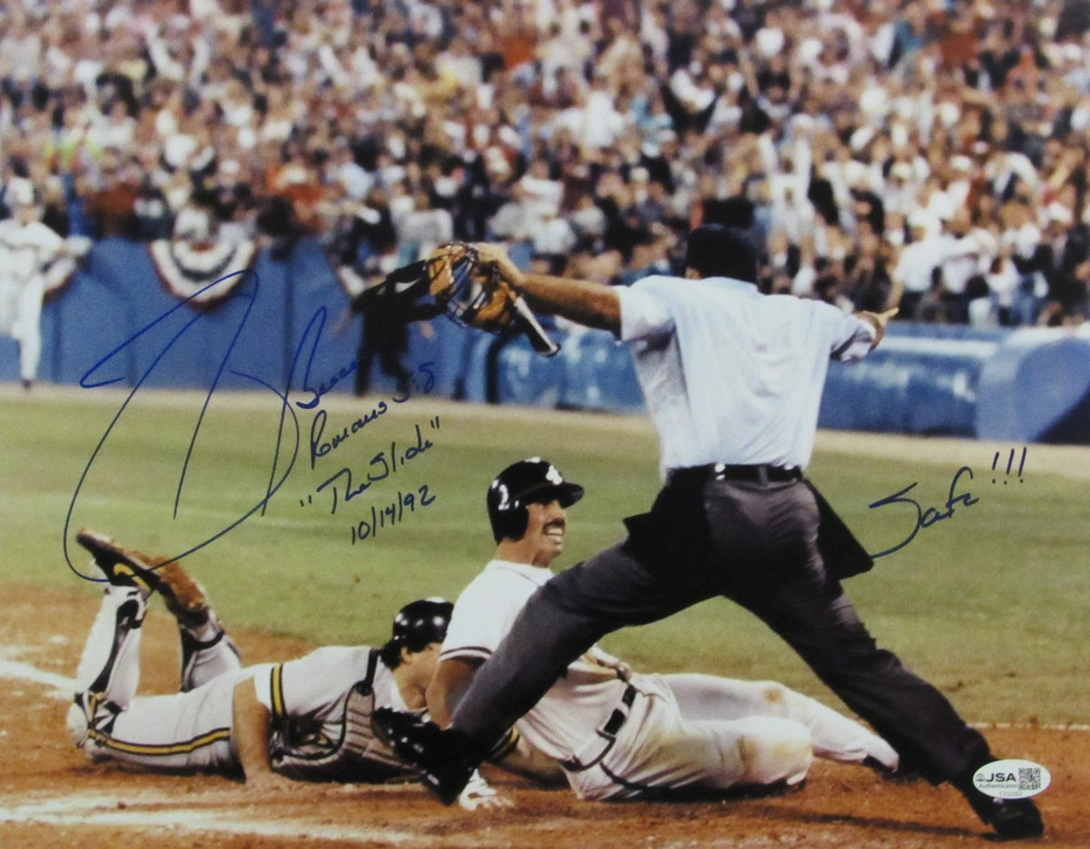 Sid Bream Signed/Auto & Insc " The Slide" "Safe" 11x14 Photo Braves JSA 213402