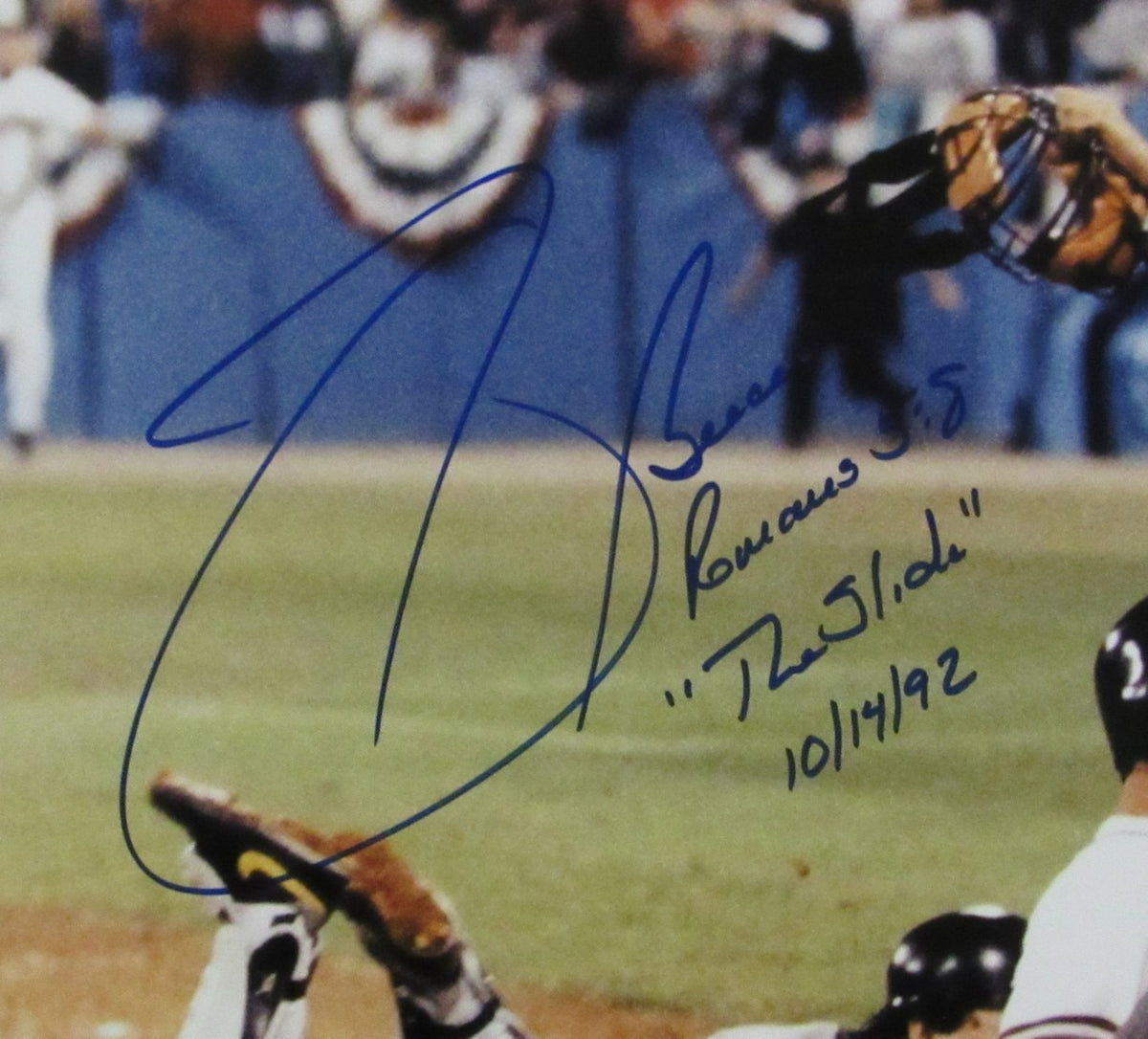 Sid Bream Signed/Auto & Insc " The Slide" "Safe" 11x14 Photo Braves JSA 213402