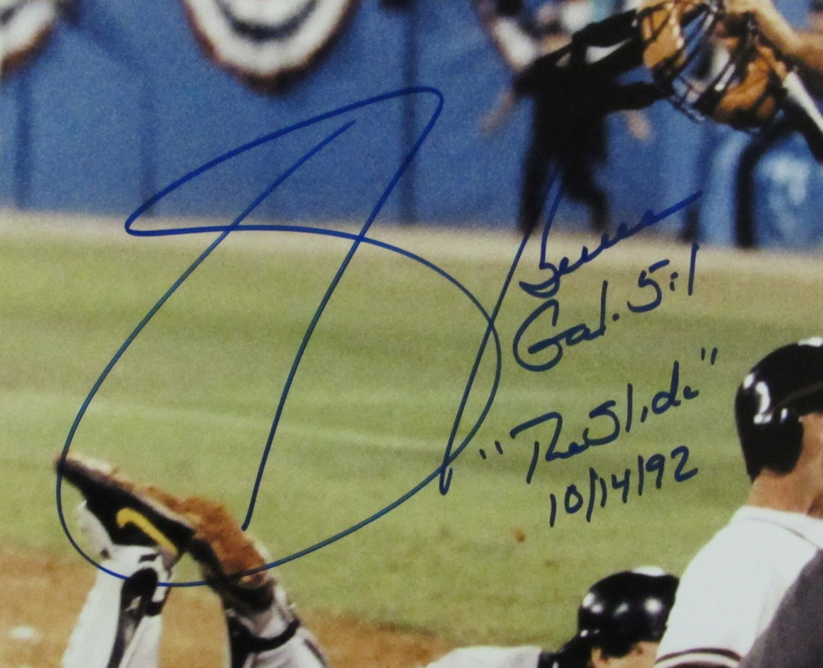 Sid Bream Signed & Insc "The Slide" "Game 7 Braves Win" 11x14 Photo JSA 213404