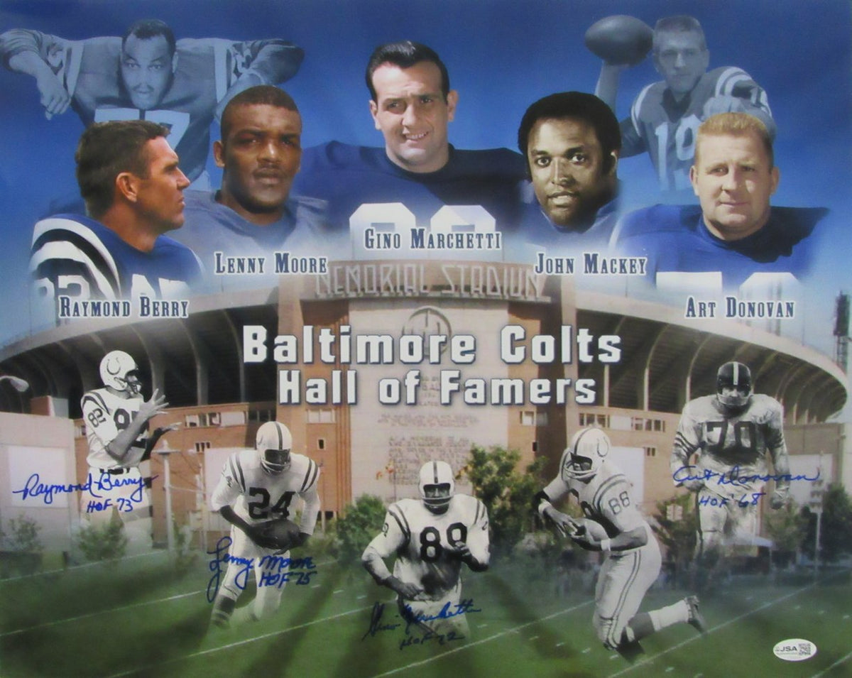 Berry Moore Marchetti & Donovan HOF Signed 16x20 Photo Colts HOF JSA 213405