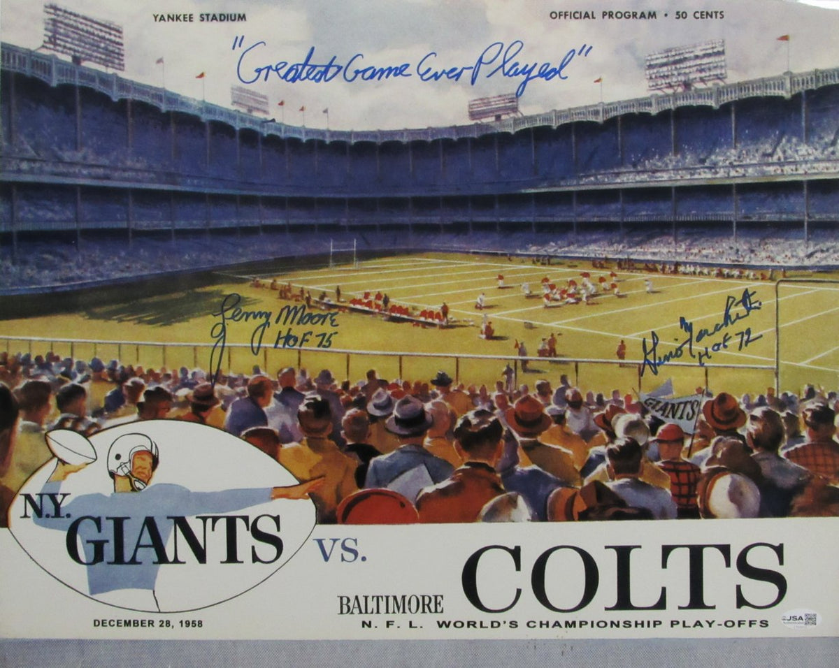 Lenny Moore & Gino Marchetti HOF Signed & Insc 16x20 Photo Colts JSA 213406