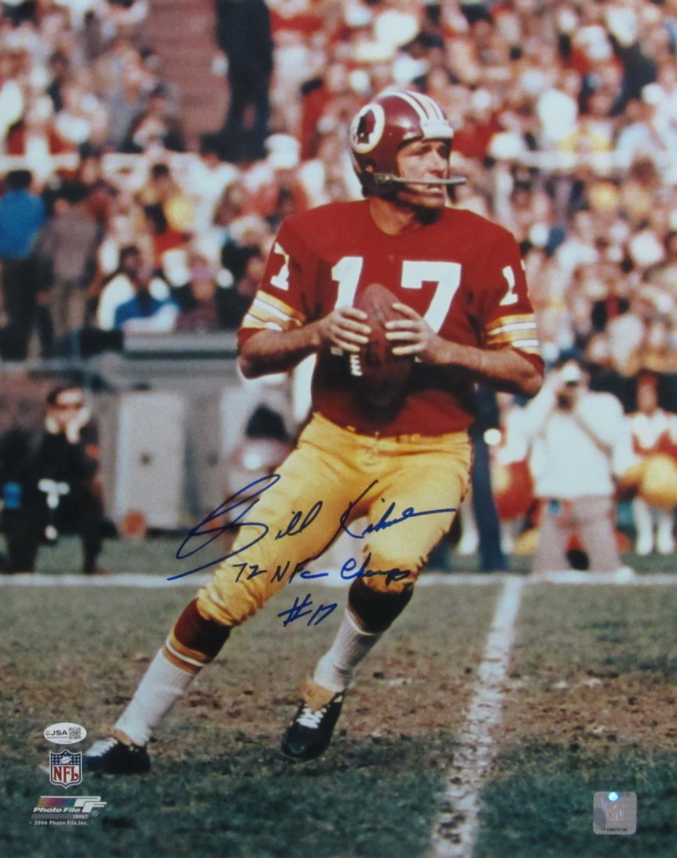 Billy Kilmer Signed & Insc "72 NFC Champ #17" 16x20 Photo Redskins JSA 213416