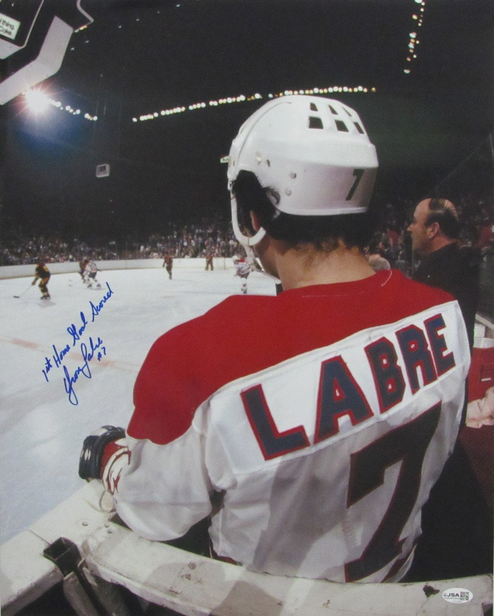 Yvon Labre Signed & Insc "1st Home Goal Scored" 16x20 Photo Capitals JSA 213424