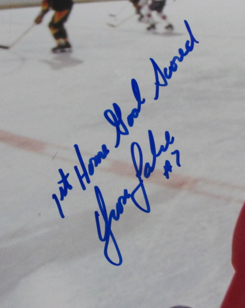 Yvon Labre Signed & Insc "1st Home Goal Scored" 16x20 Photo Capitals JSA 213424