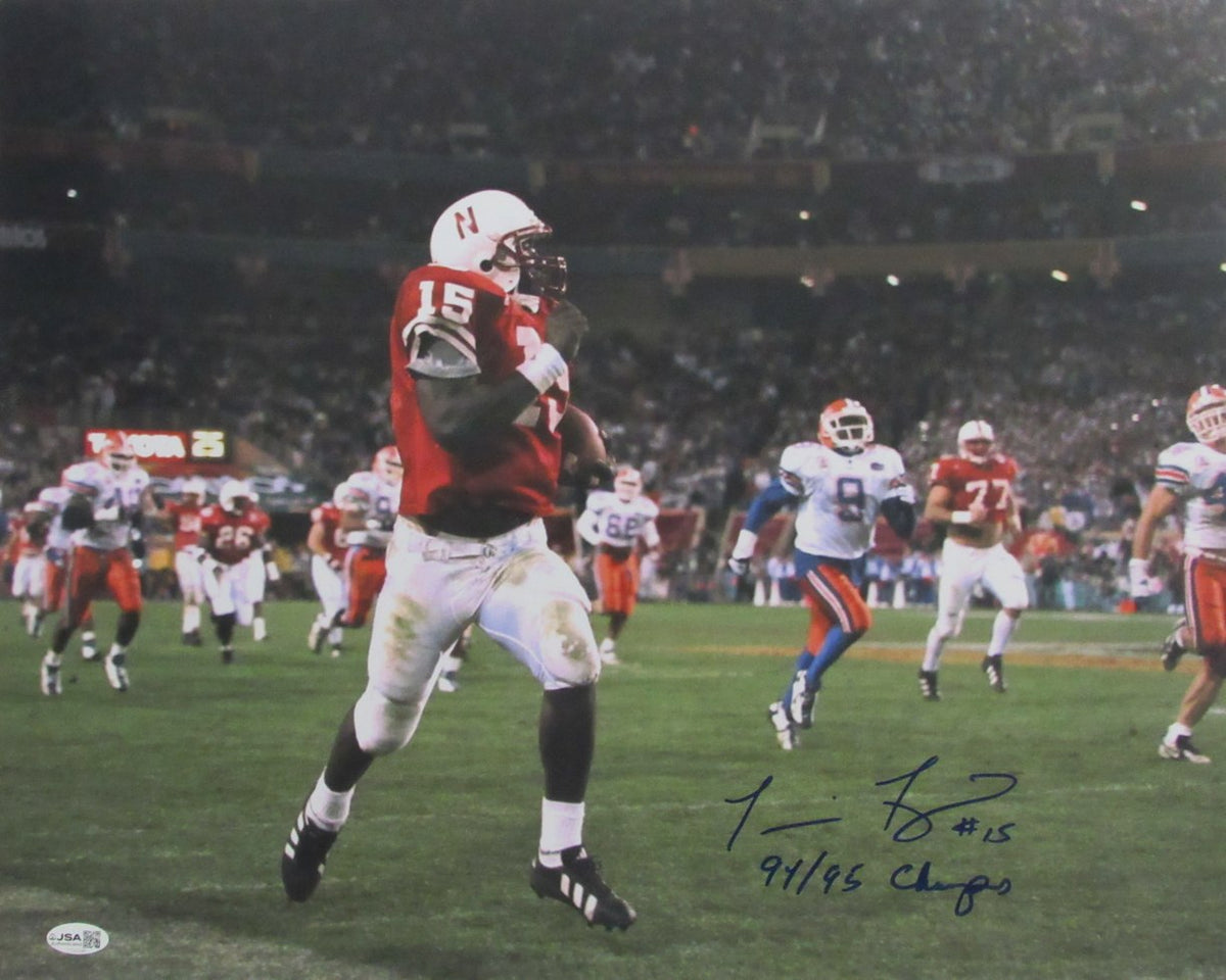 Tommie Frazier Signed & Insc "94/95 Champs" 16x20 Photo Nebraska JSA 213428