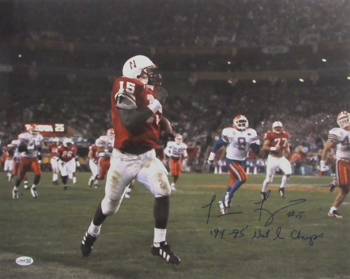 Tommie Frazier Signed & Insc "94/95 Natl Champs" 16x20 Photo Nebraska JSA 213429
