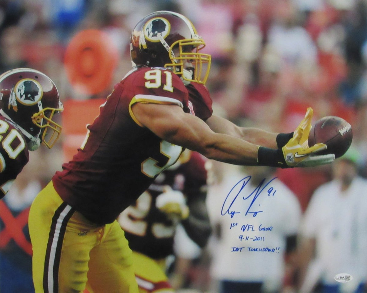 Ryan Kerrigan Signed & Insc "1st NFL Game INT" 16x20 Photo Redskins JSA 213430