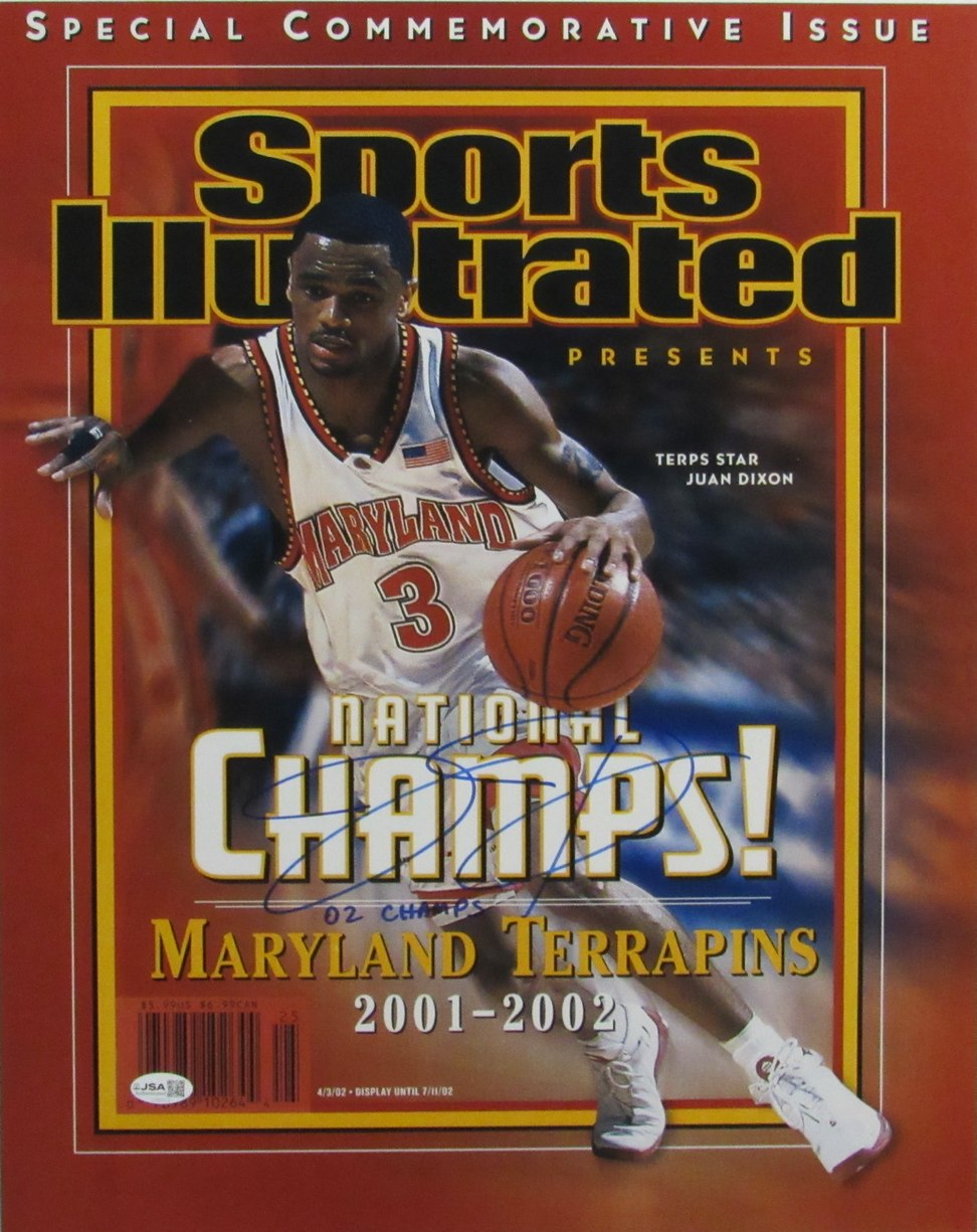 Juan Dixon Signed & Insc "02 Champs" 16x20 Photo Maryland JSA 213432