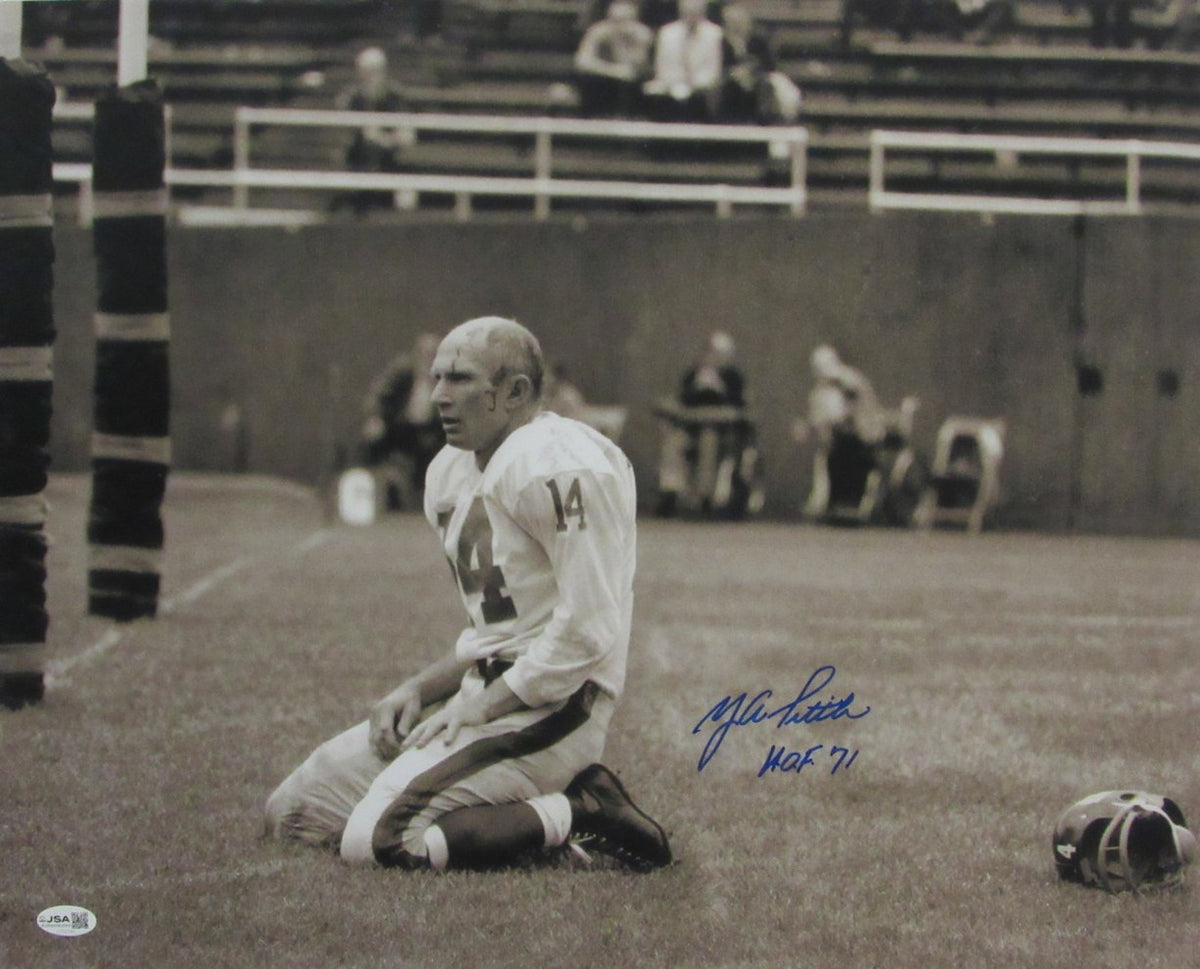 Y.A. Tittle Signed/Autographed & Insc "HOF 71" 16x20 Photo Giants JSA 213439