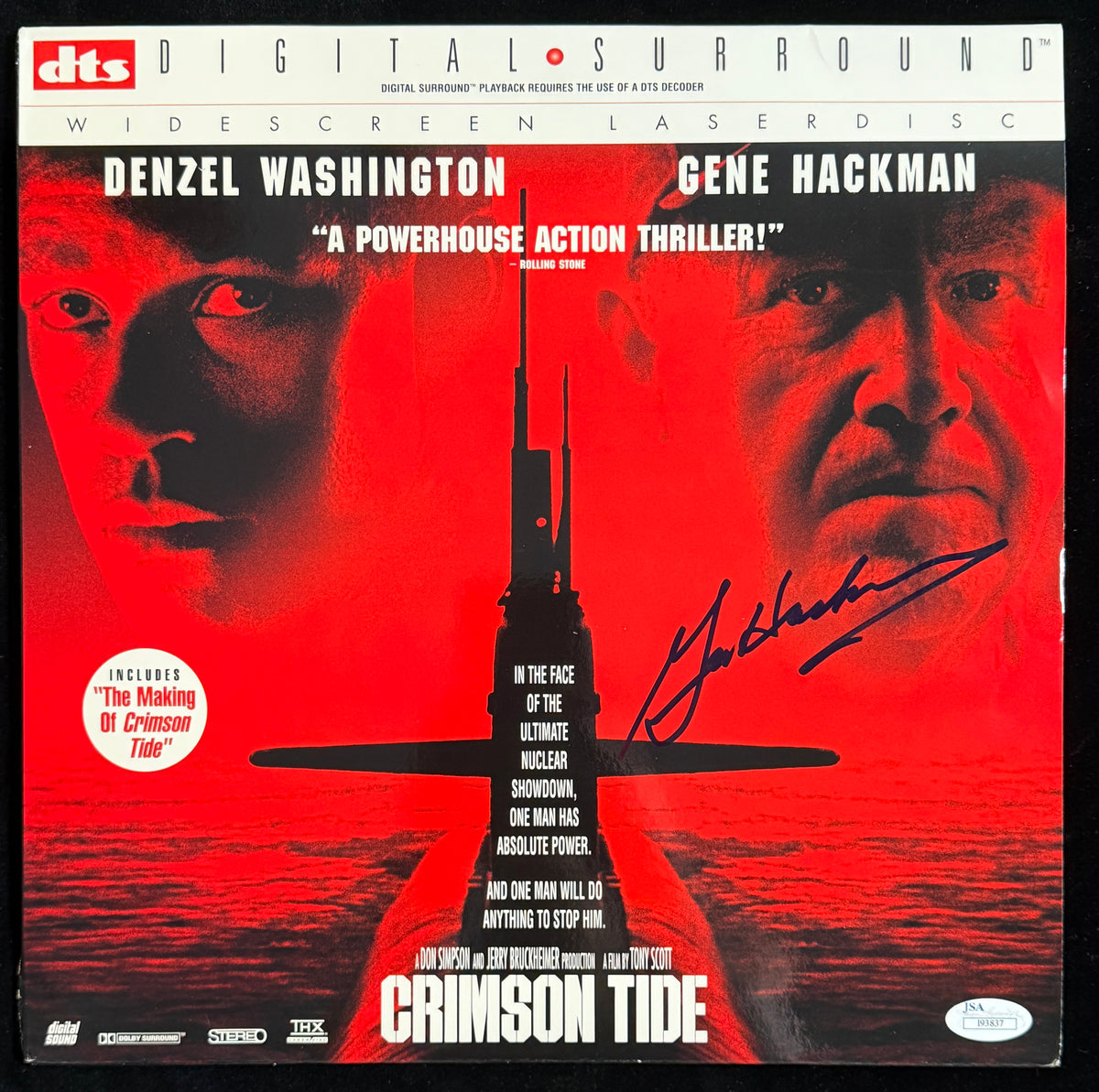 Gene Hackman Signed/Autographed Crimson Tide Laser Disc Album JSA BA211356
