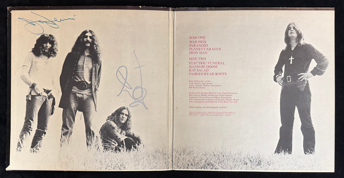 Black Sabbath - Ozzy Osbourne Butler Iommi & Ward Signed Paranoid LP Vinyl PSA