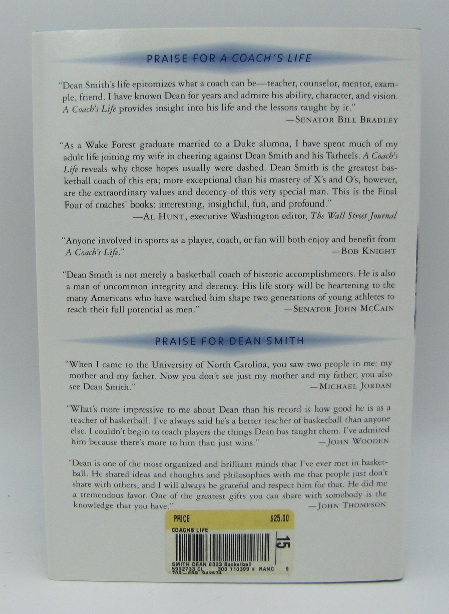 Dean Smith Signed/Autographed A Coach's Life Book JSA BA213466
