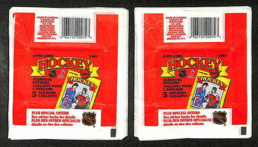 Lot of (60) 1987 O-Pee-Chee OPC NHL Hockey Wax Pack Wrappers 213938