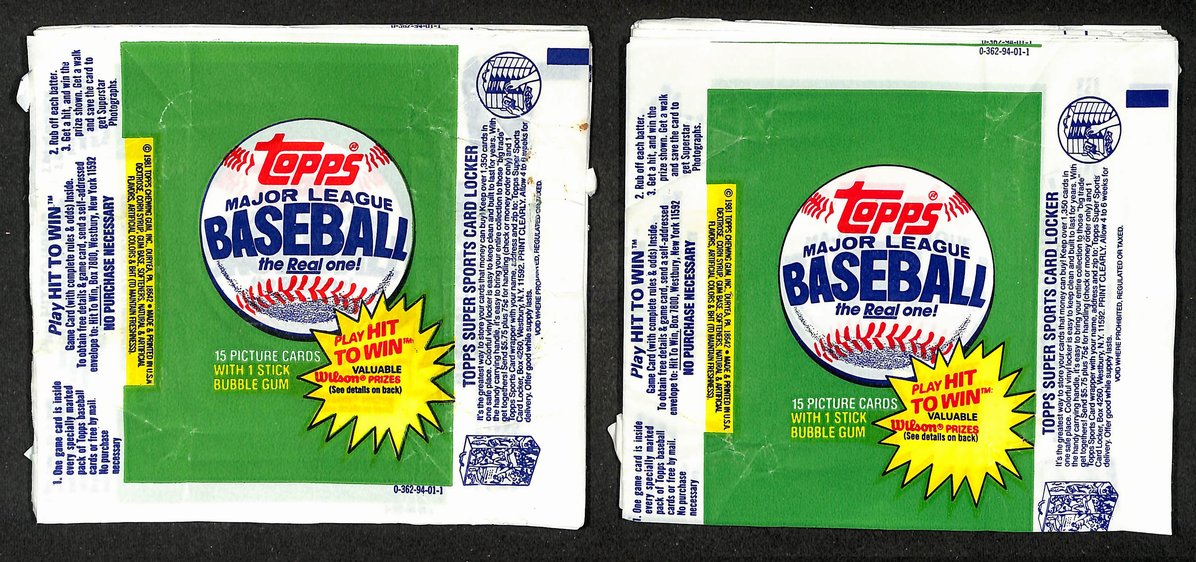 Lot of (89) 1981 Topps MLB Baseball  Wax Pack Wrappers 213940