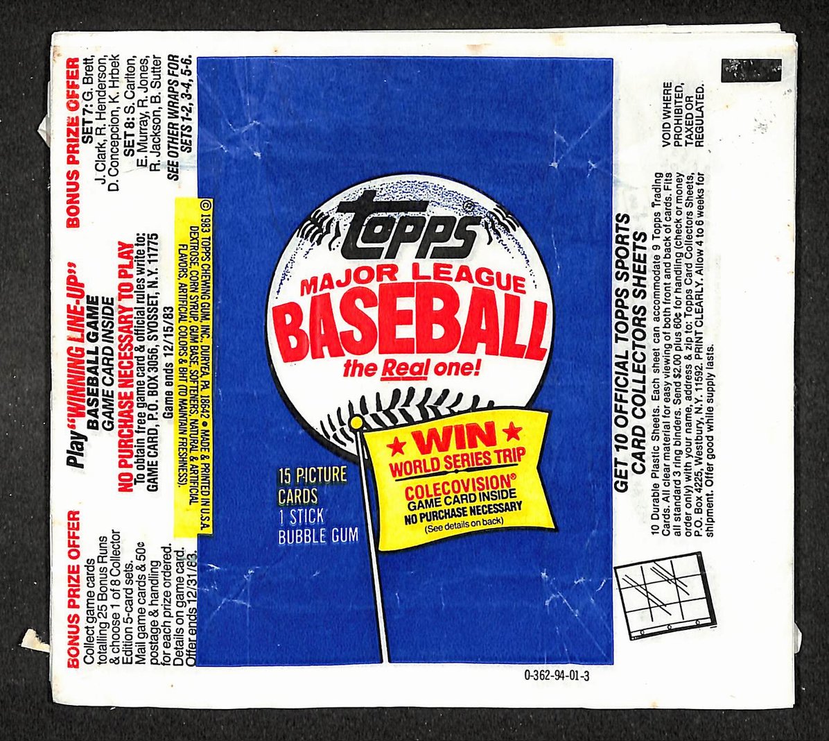 Lot of (39) 1983 Topps MLB Baseball  Wax Pack Wrappers 213945