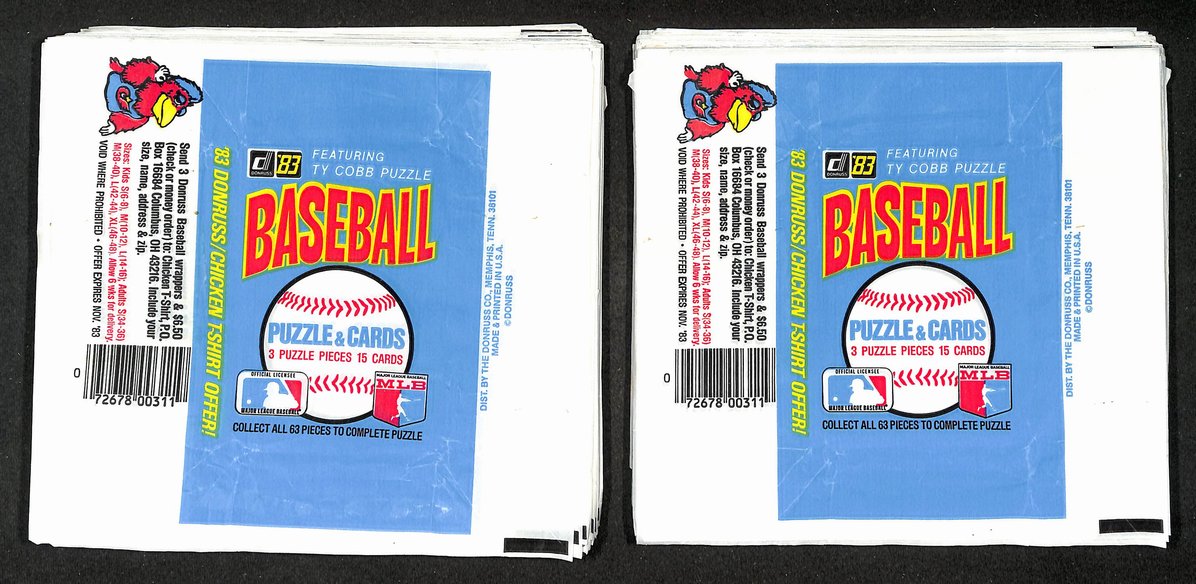 Lot of (295) 1983 Donruss MLB Baseball  Wax Pack Wrappers 213946