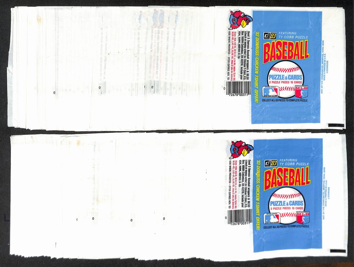 Lot of (295) 1983 Donruss MLB Baseball  Wax Pack Wrappers 213946