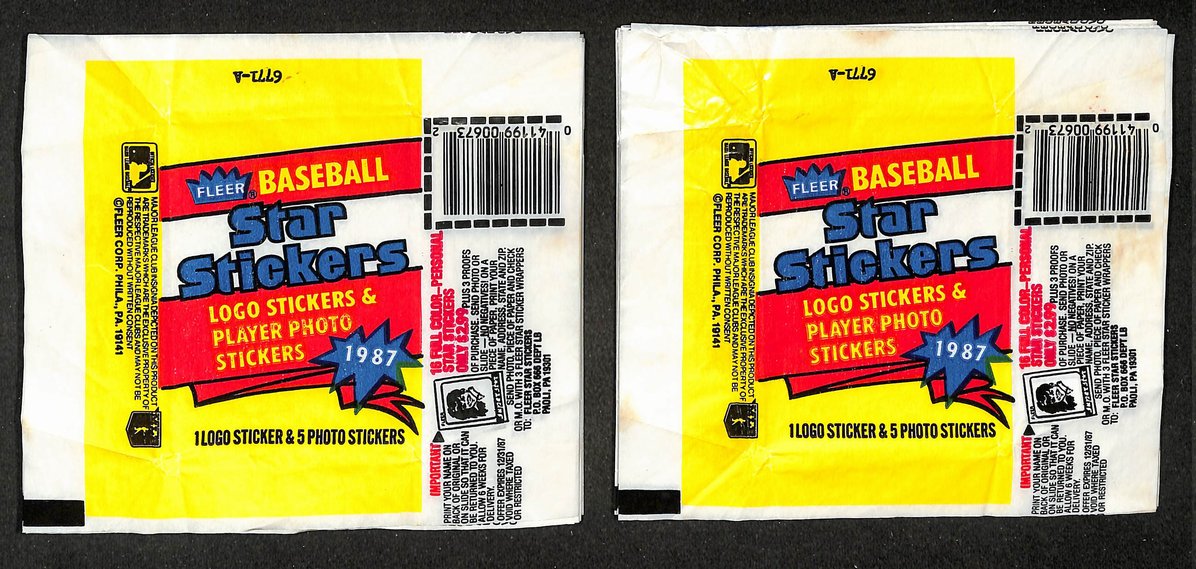 Lot of (81) 1987 Fleer Star Stickers MLB Baseball  Wax Pack Wrappers 213947