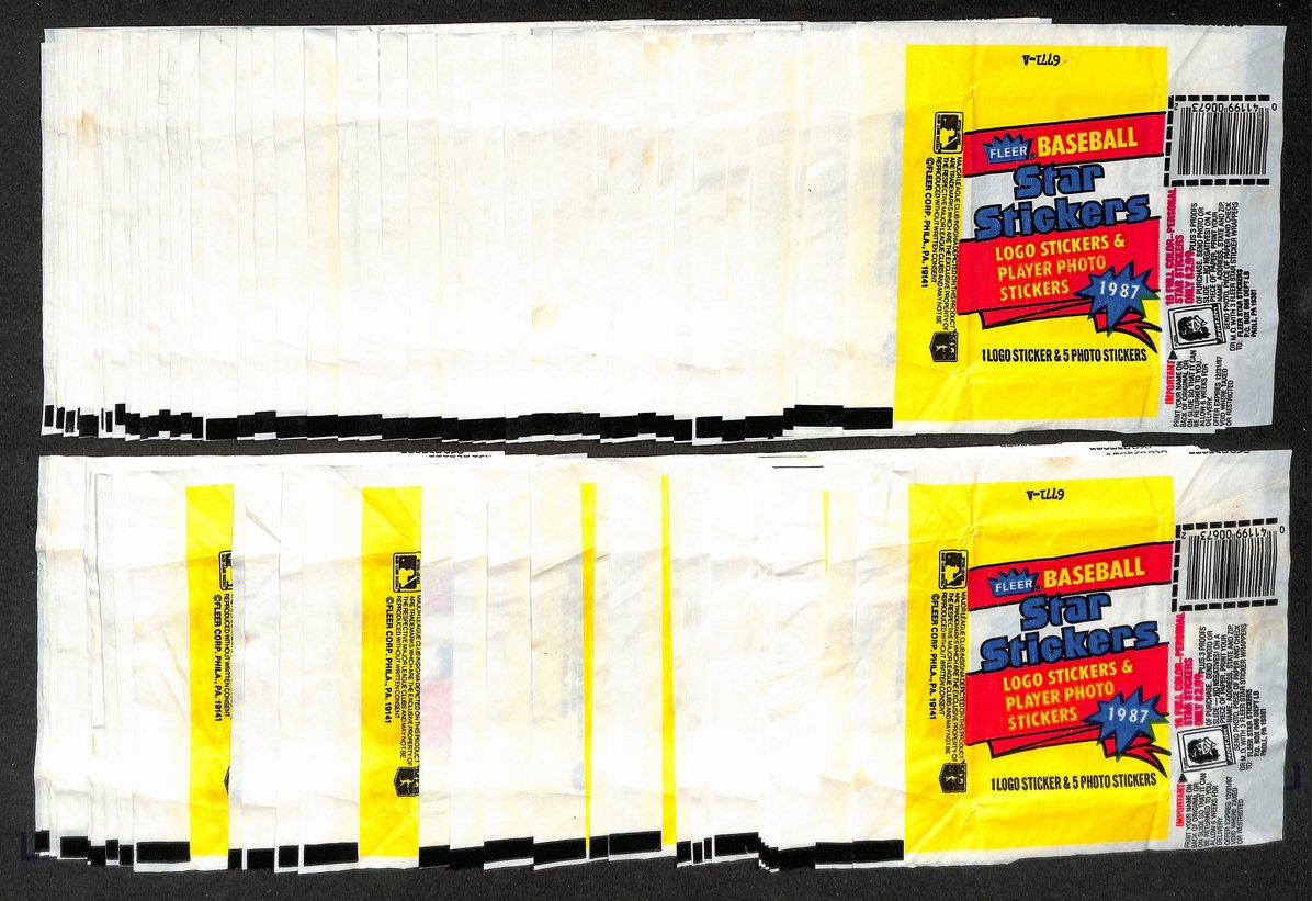 Lot of (81) 1987 Fleer Star Stickers MLB Baseball  Wax Pack Wrappers 213947