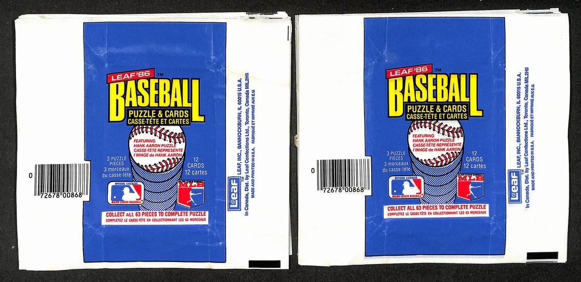 Lot of (72) 1986 Leaf MLB Baseball  Wax Pack Wrappers 213949
