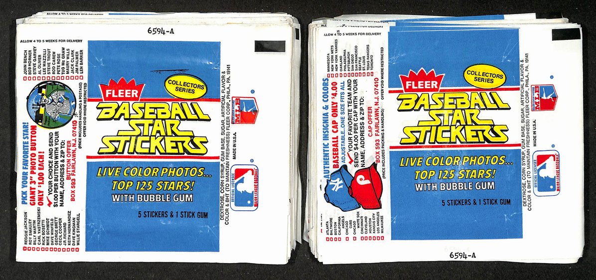 Lot of (425) 1981 Fleer Star Stickers MLB Baseball  Wax Pack Wrappers 213952