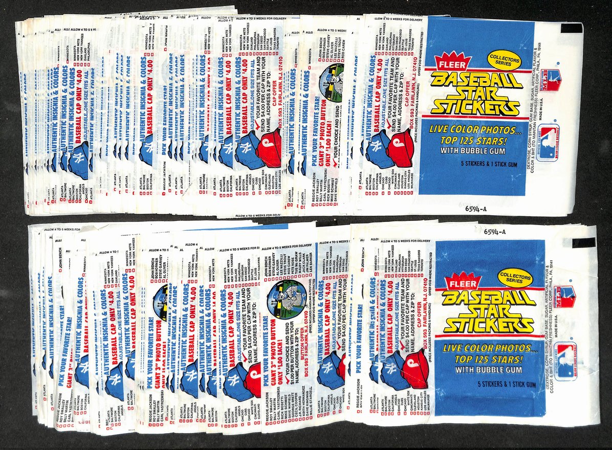 Lot of (425) 1981 Fleer Star Stickers MLB Baseball  Wax Pack Wrappers 213952