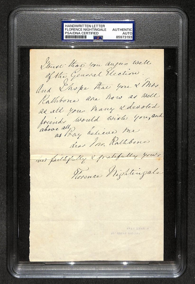 Florence Nightingale Signed/Autographed 5x8 ALS Letter October 1885 PSA/DNA 3975