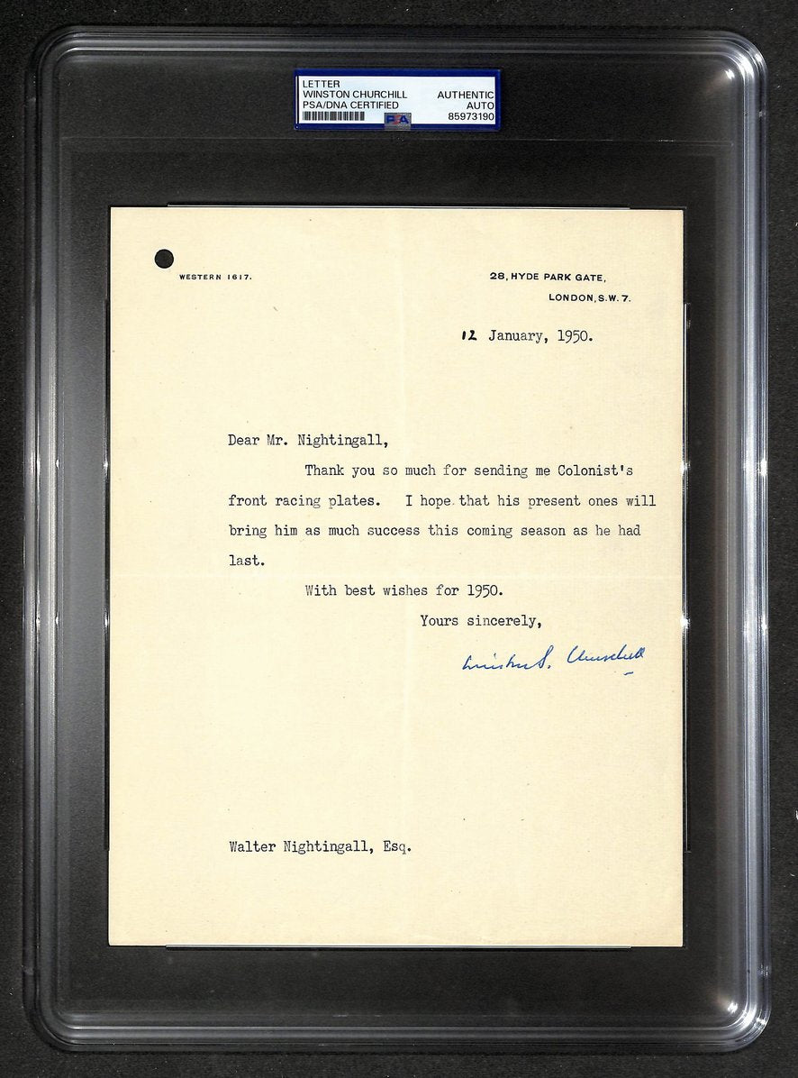 Winston Churchill Signed 7.5" x 9.5" TLS Letter January 12th 1950 PSA/DNA 213966