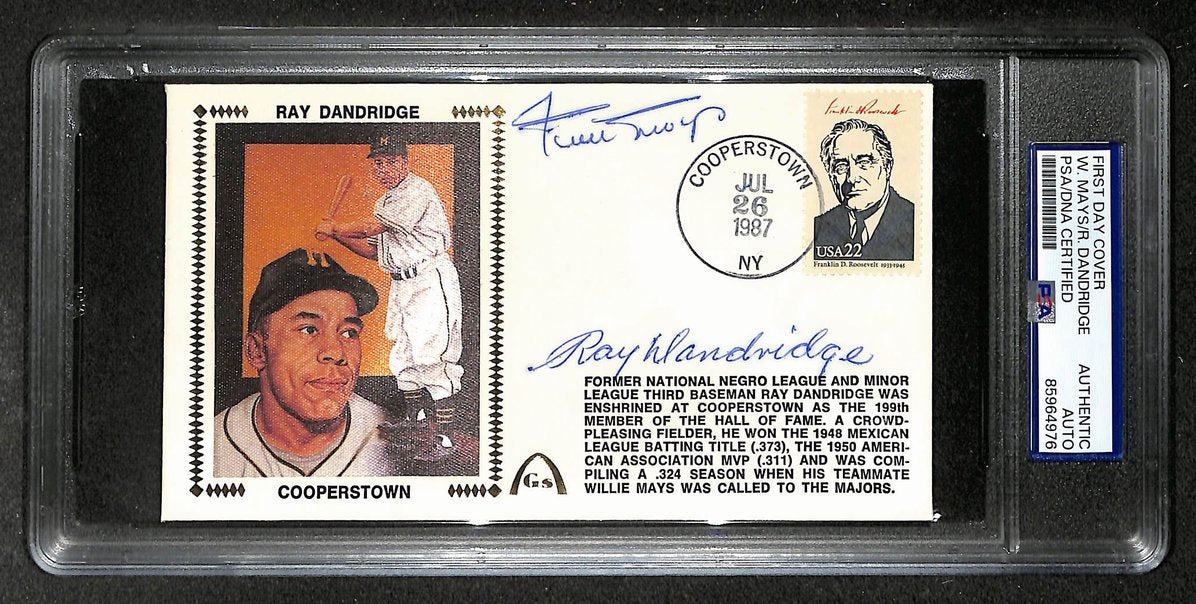 Willie Mays HOF & Dandridge Signed/Autographed FDC Envelope Giants 1987 PSA 3980