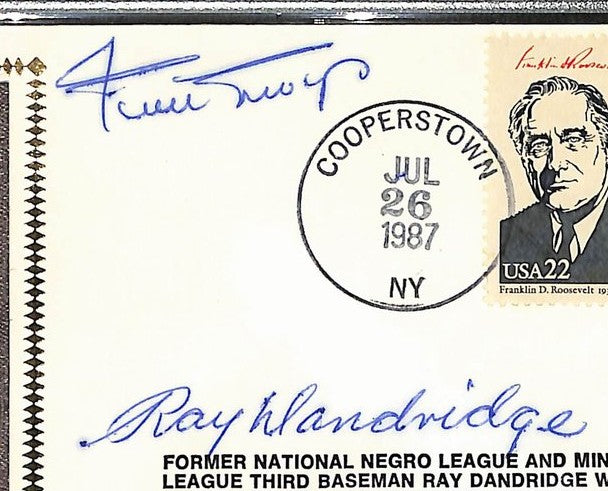 Willie Mays HOF & Dandridge Signed/Autographed FDC Envelope Giants 1987 PSA 3980