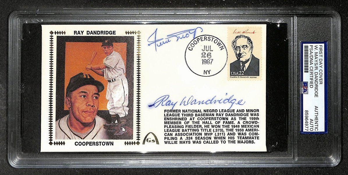 Willie Mays HOF & Dandridge Signed/Autographed FDC Envelope Giants 1987 PSA 3981