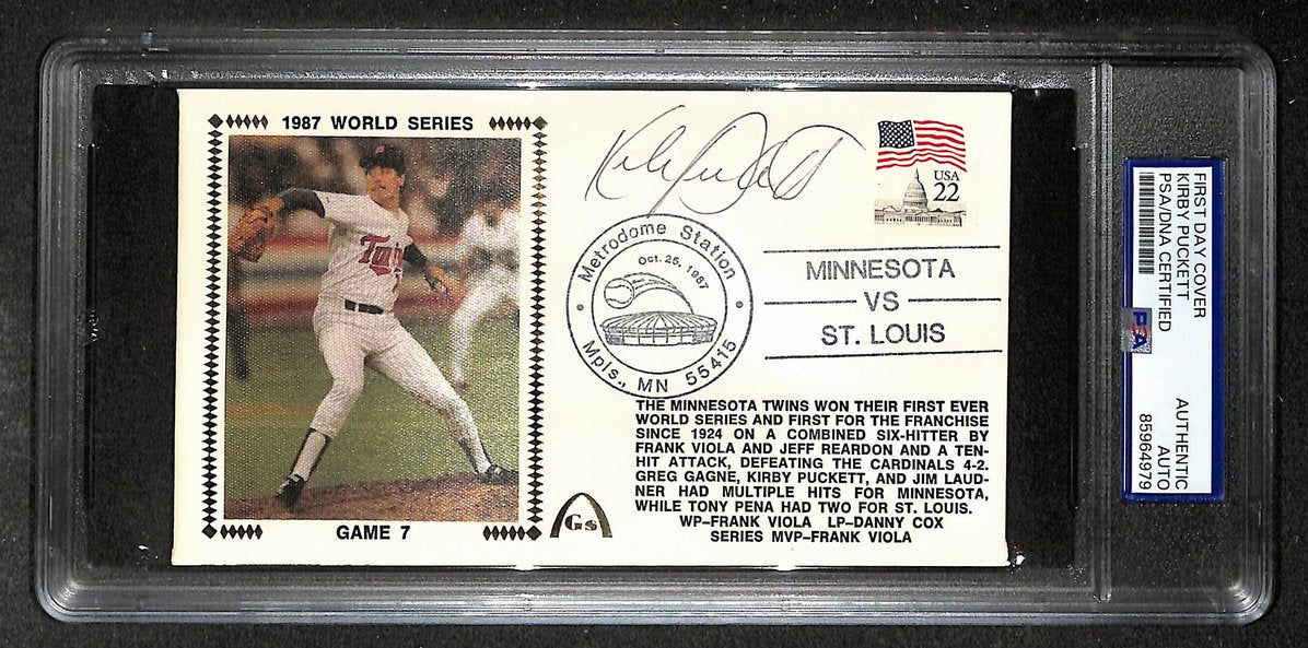 Kirby Puckett HOF Signed/Autographed FDC Envelope Twins 1987 PSA 213982