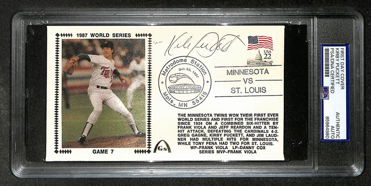 Kirby Puckett HOF Signed/Autographed FDC Envelope Twins 1987 PSA 213983