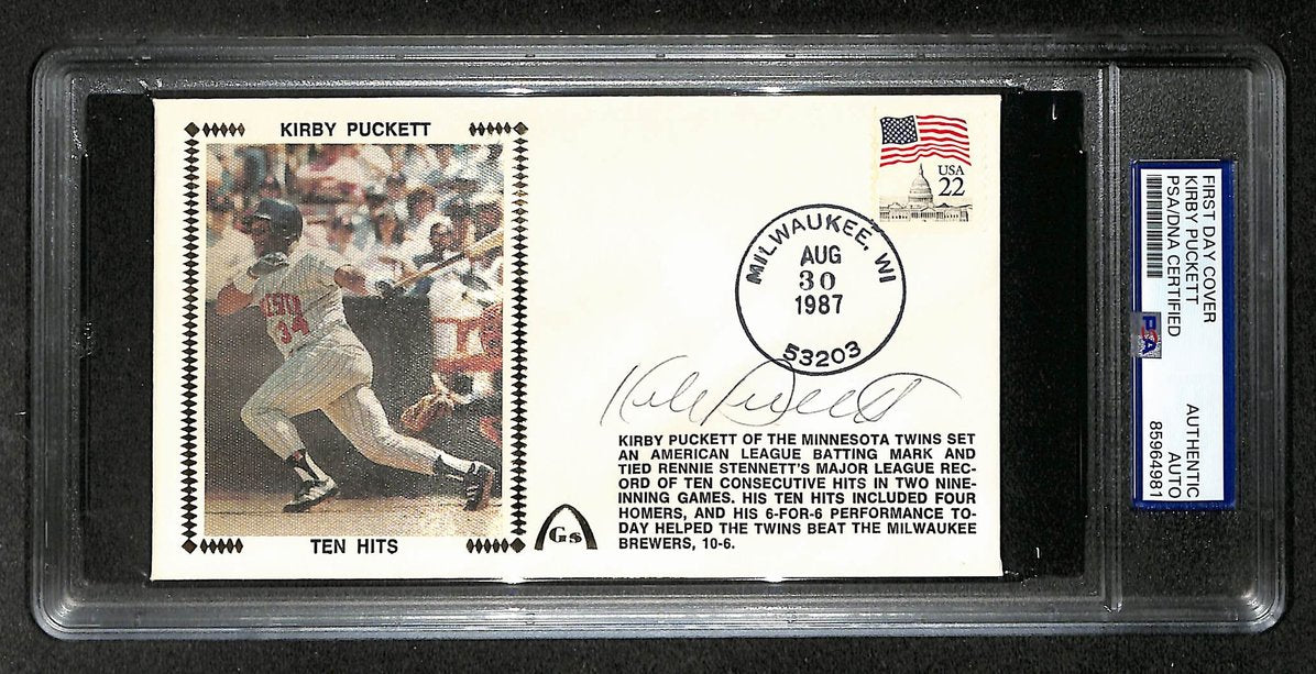 Kirby Puckett HOF Signed/Autographed FDC Envelope Twins 1987 PSA 213984