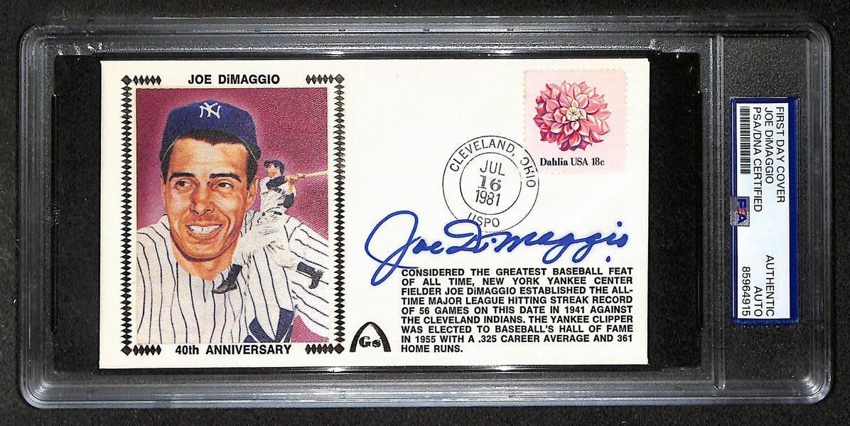 Joe DiMaggio HOF Signed/Autographed FDC Envelope Yankees 1981 PSA 213991