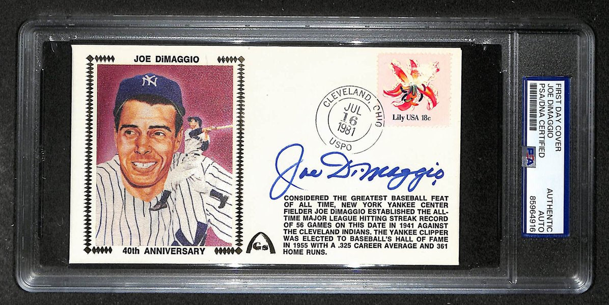 Joe DiMaggio HOF Signed/Autographed FDC Envelope Yankees 1981 PSA 213992