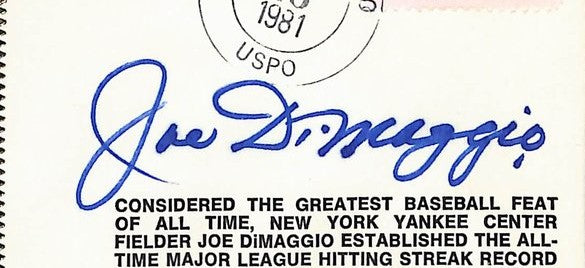 Joe DiMaggio HOF Signed/Autographed FDC Envelope Yankees 1981 PSA 213992