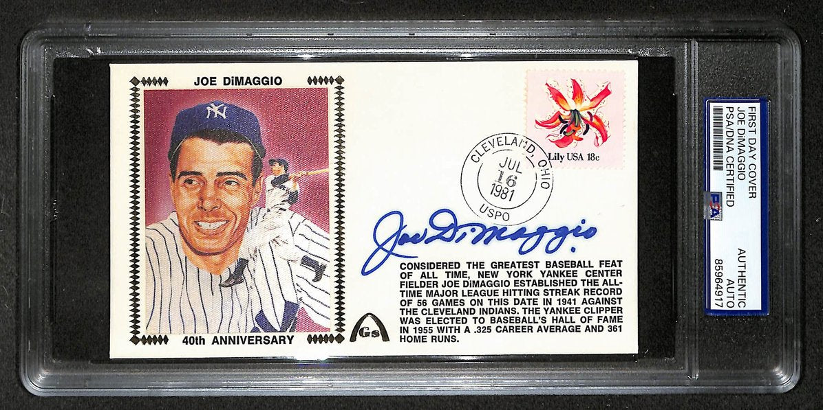 Joe DiMaggio HOF Signed/Autographed FDC Envelope Yankees 1981 PSA 213993