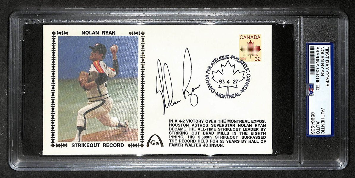 Nolan Ryan HOF Signed/Autographed FDC Envelope Astros 1983 PSA 214001