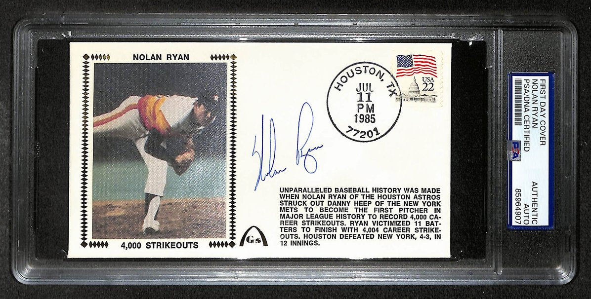 Nolan Ryan HOF Signed/Autographed FDC Envelope Astros 1985 PSA 214002