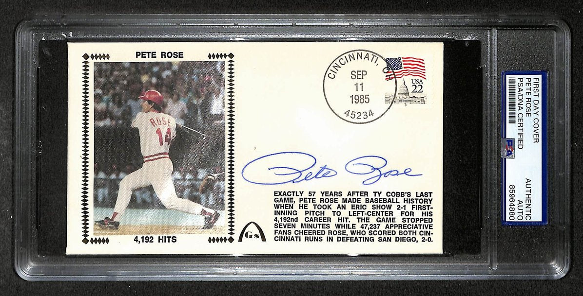 Pete Rose Signed/Autographed FDC Envelope Reds 1985 PSA 214003