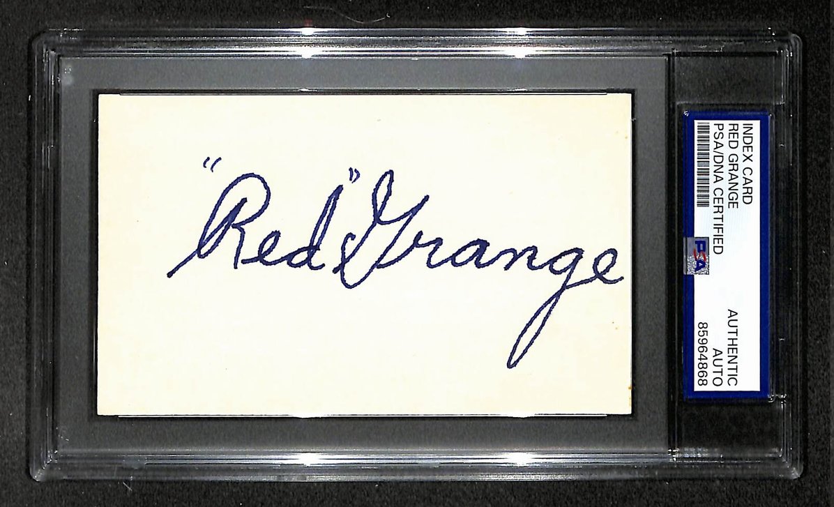 Red Grange HOF Signed/Autographed 3x5 Index Card Bears PSA 214004