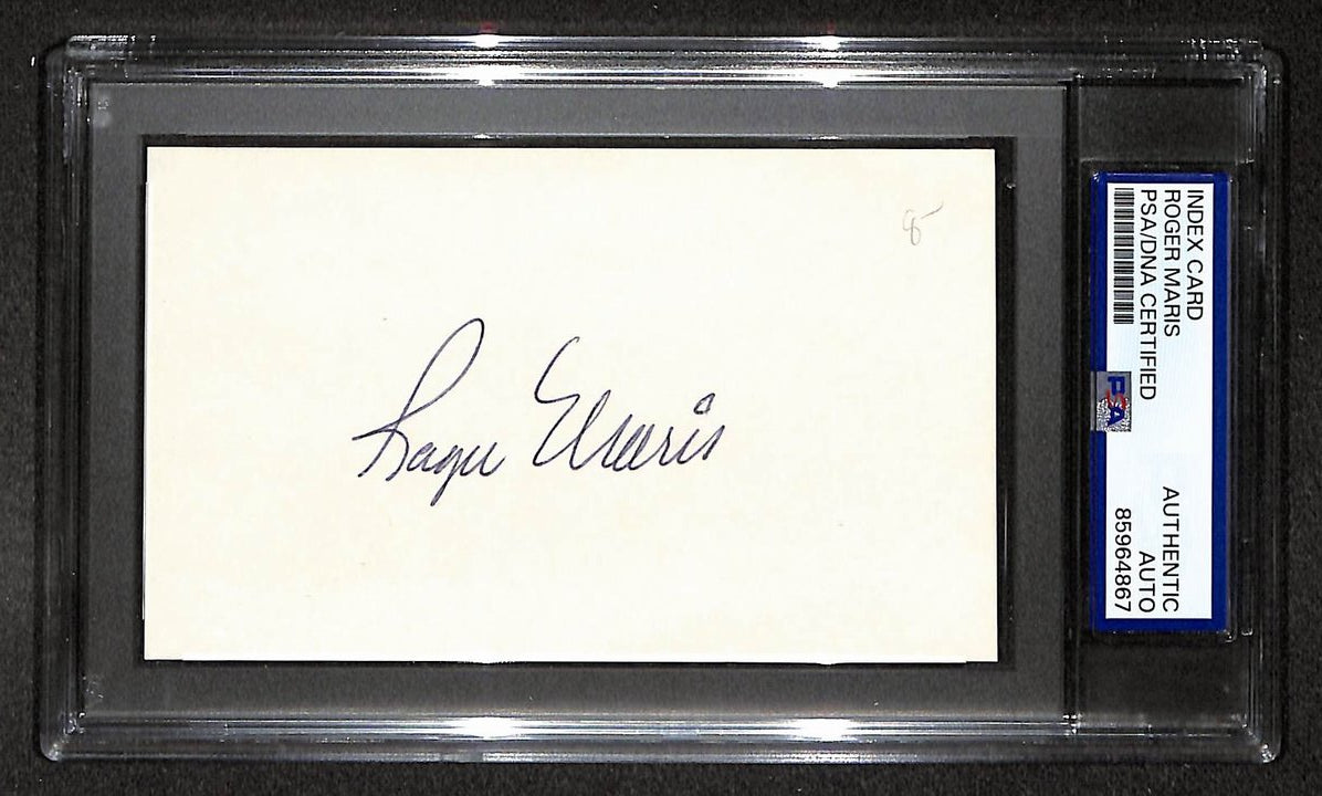 Roger Maris HOF Signed/Autographed 3x5 Index Card Yankees PSA 214005