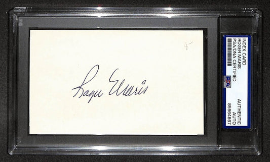 Roger Maris HOF Signed/Autographed 3x5 Index Card Yankees PSA 214005
