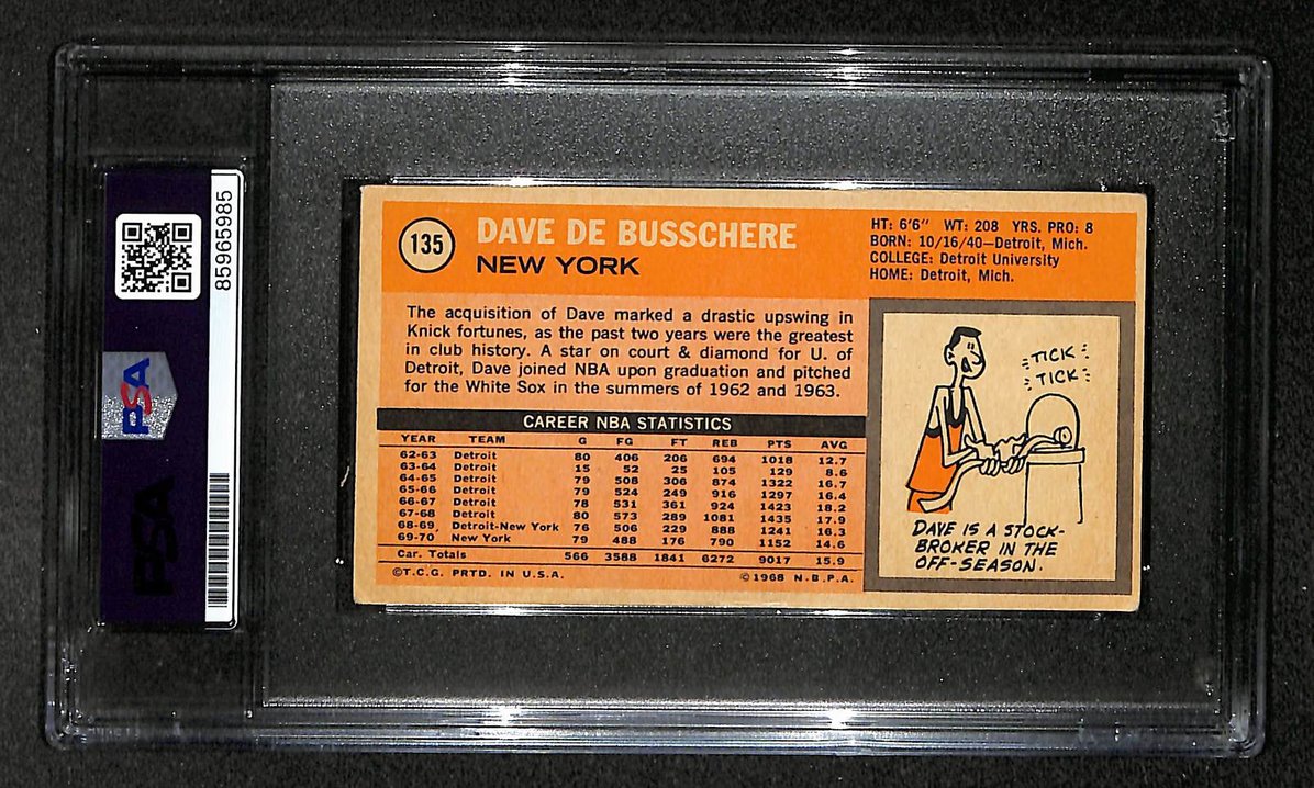 Dave DeBusschere HOF Signed/Autographed 1970-1971 Topps Card Knicks PSA 214008