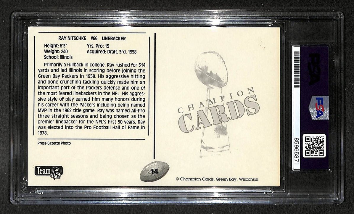 Ray Nitschke HOF Signed/Autographed 5x7 Postcard Packers PSA 214016