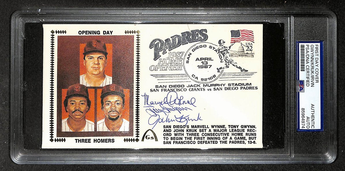Tony Gwynn HOF Kruk Irvin Signed/Autographed FDC Envelope Padres 1987 PSA 213978